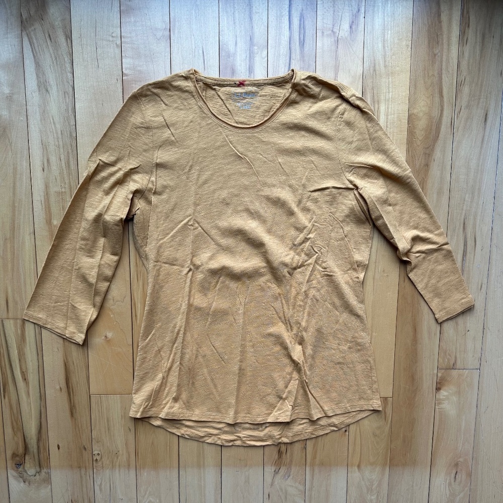 LL Bean Pima‎ Cotton Shaped Tee, Three-Quarter-Sleeve Jewelneck